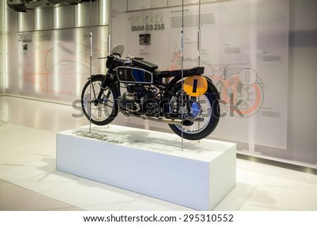 MUNICH, GERMANY - JULY 1, 2015: BMW RS 255 at the BMW Museum, an automobile museum in Munich, Germany. It was established in 1972