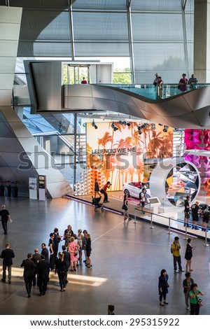 MUNICH, GERMANY - JULY 1, 2015: BMW Welt, a customer experience and exhibition facility of the BMW AG, Munich, Germany