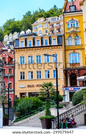 KARLOVY VARY, CZECH REPUBLIC - JUNE 30, 2015: Architecture of Karlovy Vary, Czech Republic. It is the most visited spa town in the Czech Republic