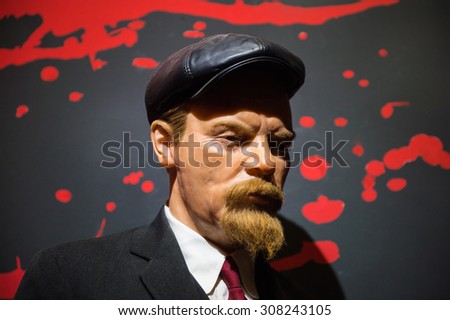 PRAGUE, CZECH REPUBLIC - JUNE 29, 2015: Vladimir Lenin in the Madame Tussaud museum in Prague. Madame Tussaud museum is the museum of the wax figures