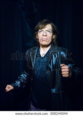 PRAGUE, CZECH REPUBLIC - JUNE 29, 2015: Mick Jagger in Madame Tussaud museum in Prague. Madame Tussaud museum is the museum of the wax figures
