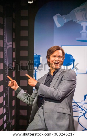 PRAGUE, CZECH REPUBLIC - JUNE 29, 2015: Jim Carrey  in the Madame Tussaud museum in Prague. Madame Tussaud museum is the museum of the wax figures