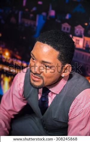 PRAGUE, CZECH REPUBLIC - JUNE 29, 2015: Will Smith in the Madame Tussaud museum in Prague. Madame Tussaud museum is the museum of the wax figures