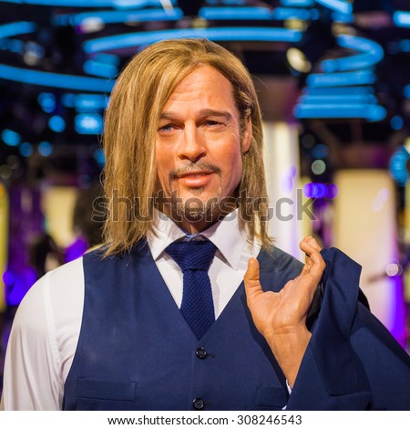 PRAGUE, CZECH REPUBLIC - JUNE 29, 2015: Brad Pitt, the actor, Grevin museum. Grevin is the museum of the wax figures in Prague