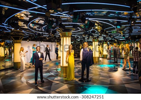 PRAGUE, CZECH REPUBLIC - JUNE 29, 2015: Actors section in the, Grevin museum. Grevin is the museum of the wax figures in Prague