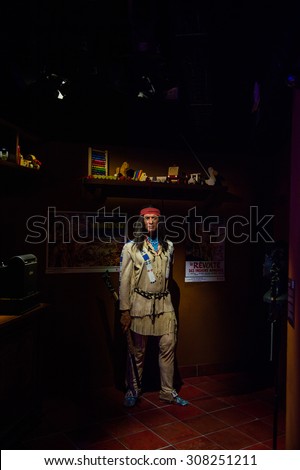 PRAGUE, CZECH REPUBLIC - JUNE 29, 2015: Indian statue of the Grevin museum. Grevin is the museum of the wax figures in Prague