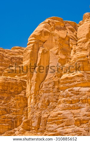 Rocks in the Desert of Wadi Rum, The Valley of the Moon, southern Jordan.