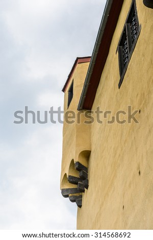 BRAUBACH, GERMANY - JUNE 10, 2015:Part of the  Marksburg castle. It is one of the principal sites of the UNESCO World Heritage Rhine Gorge