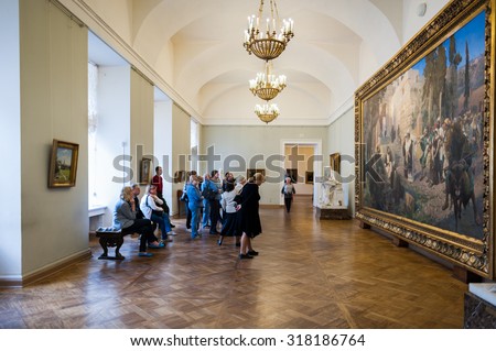 SAINT PETERSBURG, RUSSIA - SEP 18, 2015: View inside of the State Russian Museum (the Russian Museum of His Imperial Majesty Alexander III) .