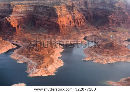 Grand Canyon from the plane, Arizona, USA. Grand Canyon national park