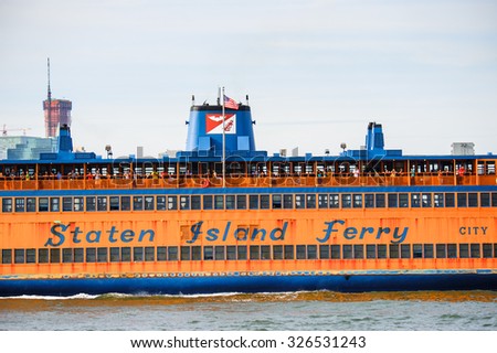 NEW YORK, USA - SEP 25, 2015: Staten Island ferry, New York City, USA. New York is the most populous city in the United States