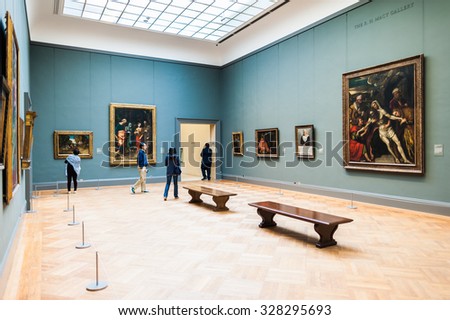 NEW YORK, USA - SEP 25, 2015: European painter\'s picture gallery in the Metropolitan Museum of Art (the Met), the largest art museum in the United States of America