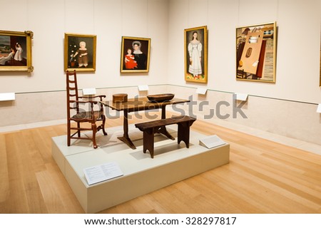 NEW YORK, USA - SEP 25, 2015: Picture gallery in the Metropolitan Museum of Art (the Met), the largest art museum in the United States of America