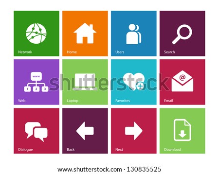 Website icons on color background. Vector illustration.