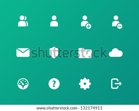Account icons on green background. Vector.