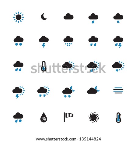 Weather icons on white background. Vector illustration.