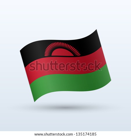 Malawi flag waving form on gray background. Vector illustration.