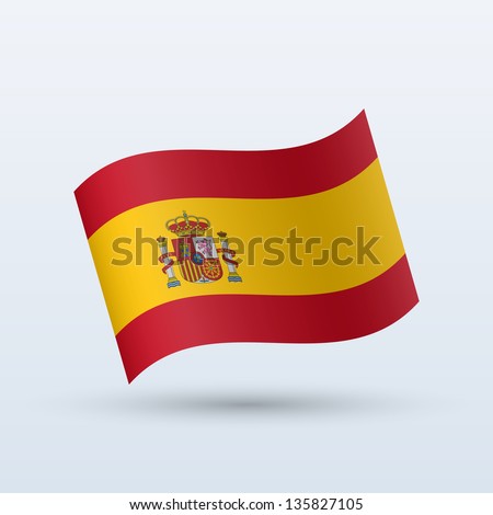 Spain flag waving form on gray background. Vector illustration.