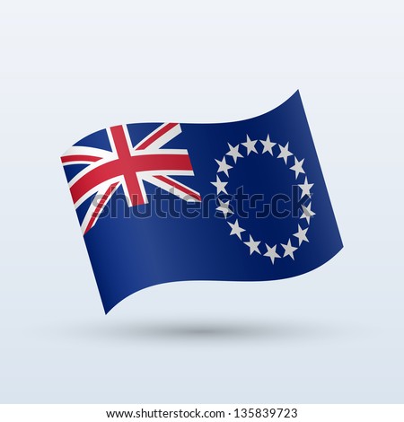 Cook Islands flag waving form on gray background. Vector illustration.