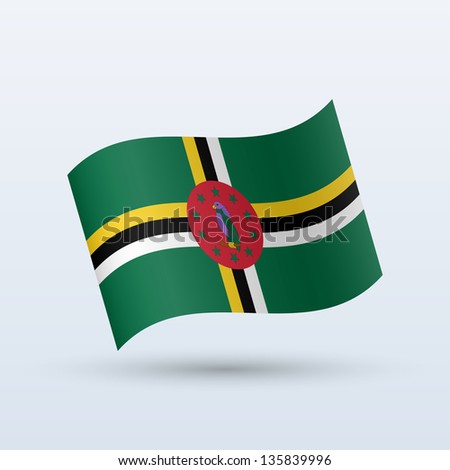 Dominica flag waving form on gray background. Vector illustration.