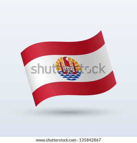 French Polynesia flag waving form on gray background. Vector illustration.
