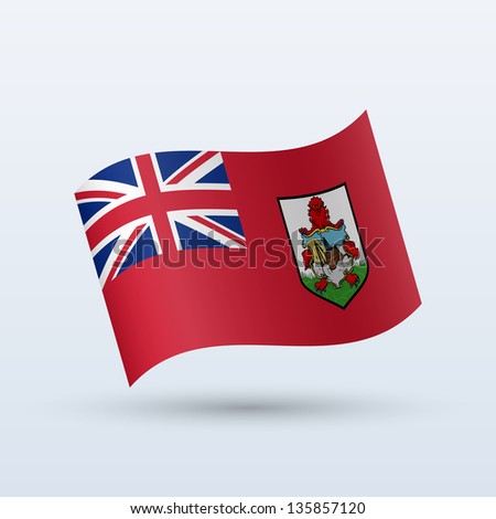 Bermuda flag waving form on gray background. Vector illustration.