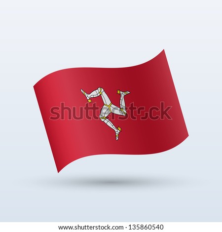 Isle of Man flag waving form on gray background. Vector illustration.