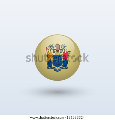 State of New Jersey flag circle form on gray background. Vector illustration.