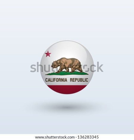 State Of California Flag Circle Form On Gray Background. Vector ...