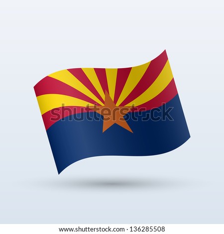 State of Arizona  flag waving form on gray background. Vector illustration.