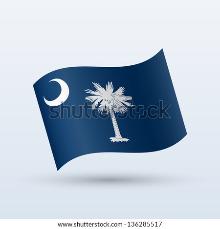 State of South Carolina flag waving form on gray background. Vector illustration.