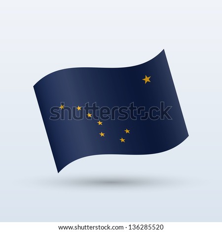 State of Alaska flag waving form on gray background. Vector illustration.