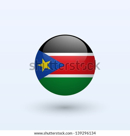 South Sudan Round Flag. Vector illustration.