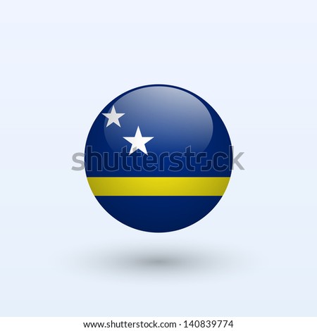 Curacao round flag. Vector illustration.