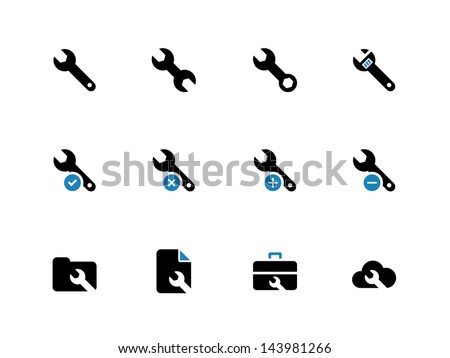 Settings Wrench Icons isolated on white. Vector Illustration.