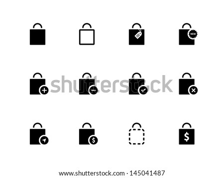 Shopping bag icons on white background. Vector illustration.