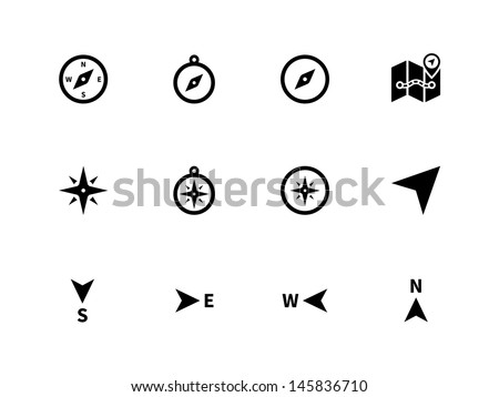 Compass icons on white background. Vector illustration.