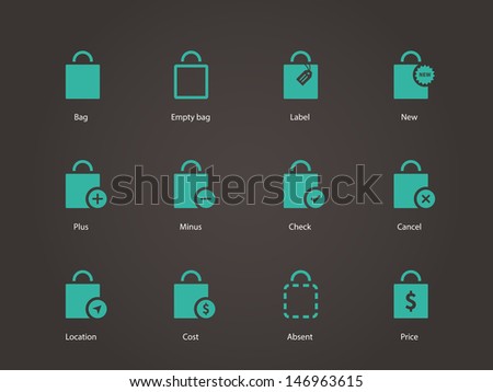 Shopping bag icons. Vector illustration.