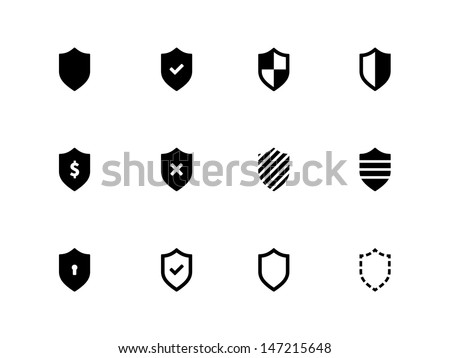 Shield icons on white background. Vector illustration.