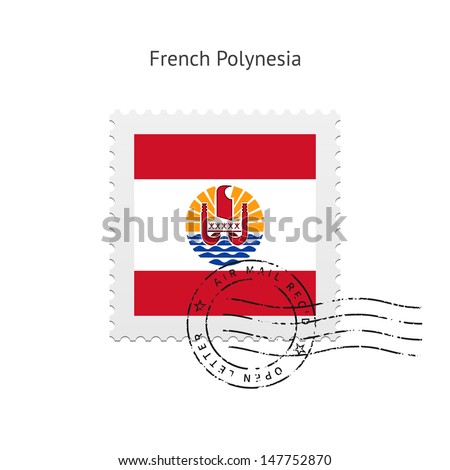 French Polynesia Flag Postage Stamp on white background. Vector illustration.