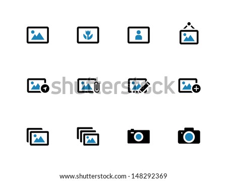 Photographs and Camera duotone icons. Vector illustration.