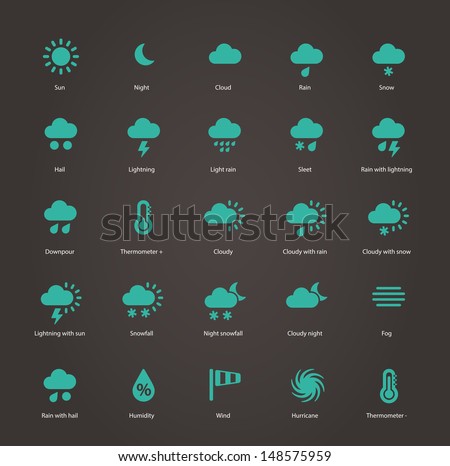 Weather icons. Additional part. Vector illustration.