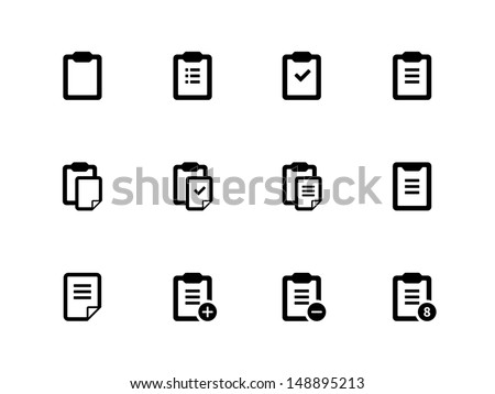 Clipboard icons on white background. Vector illustration.