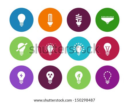 Light bulb and LED lamp circle icons on white background. Vector illustration.