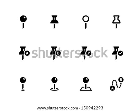 Pins icons on white background. Vector illustration.