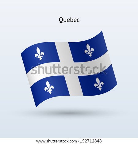 Province of Quebec flag waving form on gray background. Vector illustration.