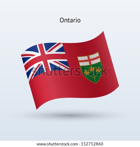 Province of Ontario flag waving form on gray background. Vector illustration.