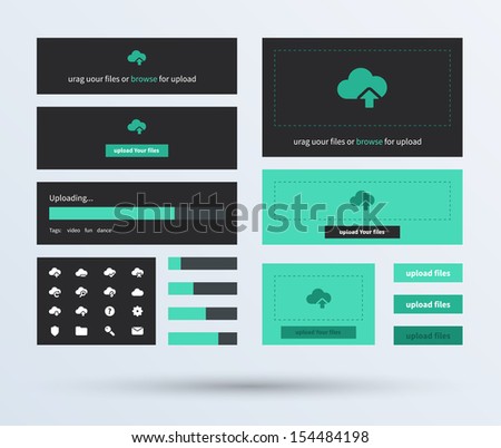 UI set of beautiful components featuring the flat design trend. Vector illustration.