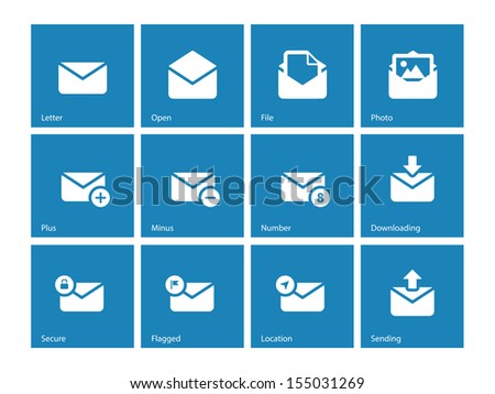 Envelope icons on blue background. Vector illustration.