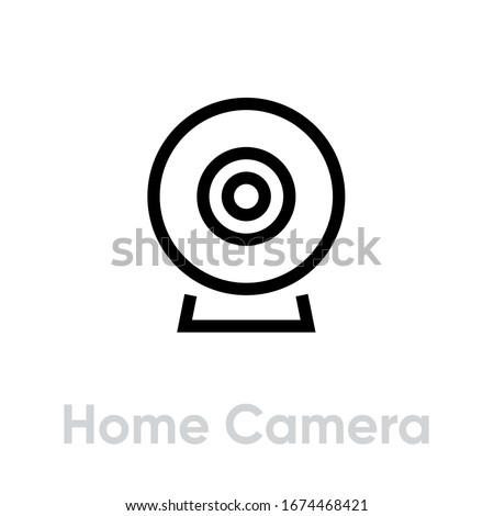 Home Camera icon. Editable Vector Outline. Black and white Single Pictogram trendy simple symbol videographing.